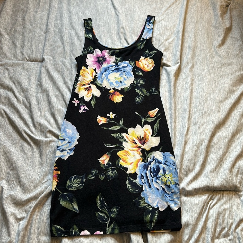Black Floral Mini Dress